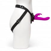 Лиловый страпон Rechargeable Vibrating Strap-On Harness Set - 17,6 см. - Happy Rabbit - купить с доставкой в Королеве