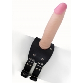Черный узкий пояс на бедро с телесной насадкой - LOVETOY (А-Полимер) - купить с доставкой в Королеве