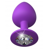 Фиолетовая анальная пробка со стразом Her Little Gem Large Plug - 9,5 см. - Pipedream - купить с доставкой в Королеве