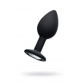 Черная анальная втулка с прозрачным стразом - 7,2 см. - POPO Pleasure - купить с доставкой в Королеве