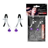 Оригинальные зажимы на соски с фиолетовыми шариками - Notabu - купить с доставкой в Королеве