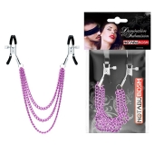 Оригинальные зажимы на соски с тройной розовой цепочкой - Notabu - купить с доставкой в Королеве