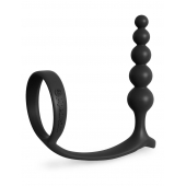 Черная анальная цепочка с эрекционным кольцом Ass-gasm Cockring Anal Beads - Pipedream - в Королеве купить с доставкой