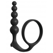 Черная анальная цепочка с эрекционным кольцом Ass-gasm Cockring Anal Beads - Pipedream - в Королеве купить с доставкой