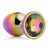 Голографическая анальная втулка с радужным кристаллом - 7,1 см. - Dream Toys - купить с доставкой в Королеве