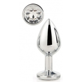 Серебристая анальная втулка с прозрачным кристаллом - 7,1 см. - Dream Toys - купить с доставкой в Королеве