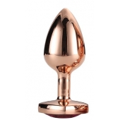 Золотистая анальная втулка с кристаллом-сердечком розового цвета - 7,1 см. - Dream Toys - купить с доставкой в Королеве