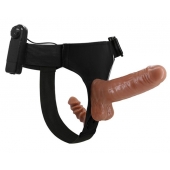 Страпон с вагинальной пробкой и вибрацией Ultra Passionate Harness - 16 см. - Baile - купить с доставкой в Королеве