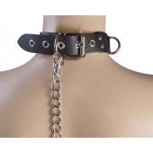 Черный кожаный ошейник Big Ring - Sitabella - купить с доставкой в Королеве