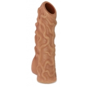 Телесная насадка с венками и открытой головкой Nude Sleeve M - 12 см. - KOKOS - в Королеве купить с доставкой
