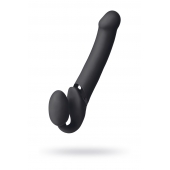 Черный безремневой вибрострапон Vibrating Bendable Strap-On L - Strap-on-me - купить с доставкой в Королеве