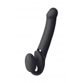 Черный безремневой вибрострапон Vibrating Bendable Strap-On L - Strap-on-me - купить с доставкой в Королеве