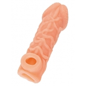 Телесная закрытая насадка с венками Cock Sleeve Size L - 17,6 см. - KOKOS - в Королеве купить с доставкой