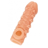 Телесная закрытая насадка с пучками шишечек Cock Sleeve Size L - 17,6 см. - KOKOS - в Королеве купить с доставкой