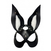 Черная маска зайки с белым мехом на ушках Miss Bunny - БДСМ Арсенал - купить с доставкой в Королеве