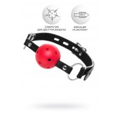 Красный кляп-шар на черных ремешках - ToyFa - купить с доставкой в Королеве