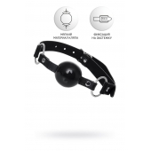 Черный кляп-шар на кожаных ремешках Anonymo - ToyFa - купить с доставкой в Королеве