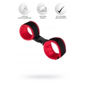 Красно-черные велюровые наручники Anonymo - ToyFa - купить с доставкой в Королеве