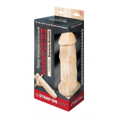 Поясной фаллоимитатор с мошонкой телесного цвета - 18 см. - LOVETOY (А-Полимер) - купить с доставкой в Королеве