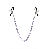 Зажимы для сосков с фиолетовой цепочкой Sweet Caress Nipple Chain - Sweet Caress - купить с доставкой в Королеве