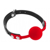 Красный кляп-шарик на черных ремешках - Fetish Tentation - купить с доставкой в Королеве