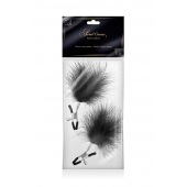 Зажимы на соски с черными пуховыми кисточками Sweet Caress Feather Nipple Clumps - Sweet Caress - купить с доставкой в Королеве