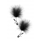 Зажимы на соски с черными пуховыми кисточками Sweet Caress Feather Nipple Clumps - Sweet Caress - купить с доставкой в Королеве