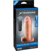 Телесная вибронасадка с кольцом  Vibrating Real Feel 1 Extension - 14 см. - Pipedream - в Королеве купить с доставкой
