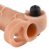 Телесная вибронасадка с кольцом Vibrating Real Feel 2 Extension - 16 см. - Pipedream - в Королеве купить с доставкой