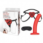 Красный поясной фаллоимитатор Red Heart Strap on Harness   5in Dildo Set - 12,25 см. - Lux Fetish - купить с доставкой в Королеве