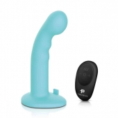 Голубая изогнутая насадка 6in Remote Control Ripple P-Spot G-Spot на черных трусиках - 16 см. - Pegasus - купить с доставкой в Королеве