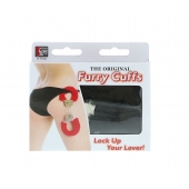 Металлические наручники с чёрной меховой опушкой - Dream Toys - купить с доставкой в Королеве