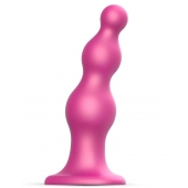 Розовая насадка Strap-On-Me Dildo Plug Beads size S - Strap-on-me - купить с доставкой в Королеве
