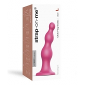Розовая насадка Strap-On-Me Dildo Plug Beads size L - Strap-on-me - купить с доставкой в Королеве