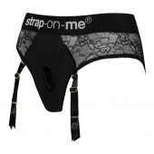 Черные трусики для насадок Diva Lingerie Harness - size L - Strap-on-me - купить с доставкой в Королеве