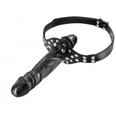 Черный кляп-фаллоимитатор Double Penis Gag - Fetish Tentation - купить с доставкой в Королеве