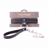 Узкий однослойный ошейник с поводком - Crazy Handmade - купить с доставкой в Королеве