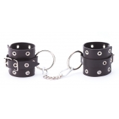 Черные кожаные наручники с люверсами - Crazy Handmade - купить с доставкой в Королеве