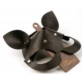 Черная кожаная маска  Кошка  с маленькими ушками - Crazy Handmade - купить с доставкой в Королеве