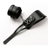 Черные кожаные оковы с креплением в виде веревочек - Crazy Handmade - купить с доставкой в Королеве