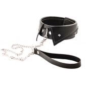 Черный ошейник-воротничок с металлическим поводком - Crazy Handmade - купить с доставкой в Королеве