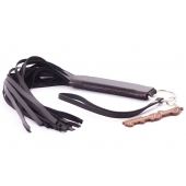 Черная кожаная плеть с удобной ручкой - 50 см. - Crazy Handmade - купить с доставкой в Королеве