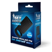 Черная открытая насадка на пенис с кольцом для мошонки XXXL-size - 9,9 см. - Sex Expert - в Королеве купить с доставкой