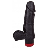 Чёрный виброфаллос с мошонкой - 15,5 см. - LOVETOY (А-Полимер)