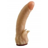 Телесная гелевая насадка-фаллос с клиторальными лепестками - 18,5 см. - LOVETOY (А-Полимер) - купить с доставкой в Королеве