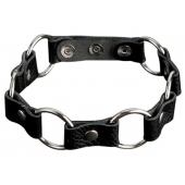 Кожаный черный ошейник с кольцами - Sitabella - купить с доставкой в Королеве