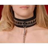 Чёрный ошейник с цепочками и поводком - Sitabella - купить с доставкой в Королеве
