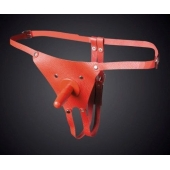 Красные кожаные универсальные трусики со штырьком для насадок - Sitabella - купить с доставкой в Королеве