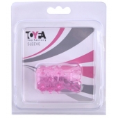 Розовая рельефная насадка на пенис - Toyfa Basic - в Королеве купить с доставкой