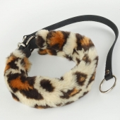 Леопардовый меховой ошейник с кожаным поводком - Sitabella - купить с доставкой в Королеве